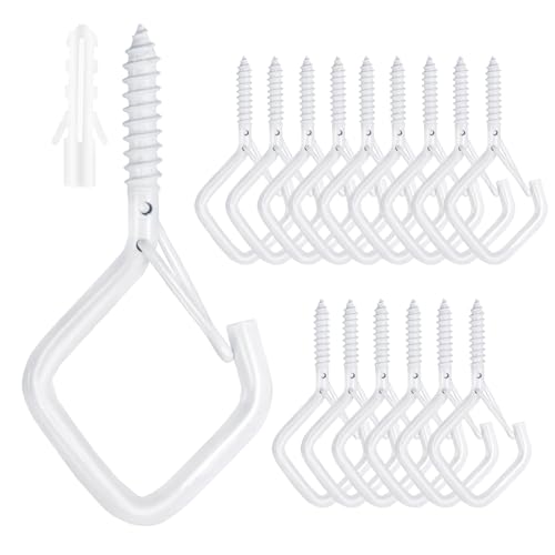 15 Pcs White Eye Hooks Screw Heavy Duty,Ceiling Hooks for Hanging Plants,String Lights,Cup,Wind Chime,Bird Feeders. Plant Hanger Indoor&Outdoor, No Drill Bit Included - color: White, size: 15Pcs