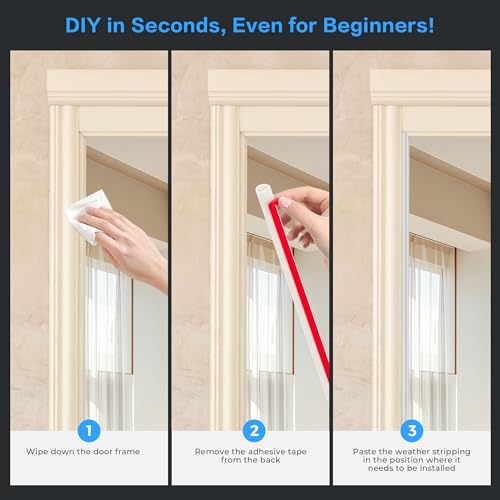 Ravinte Weather Stripping Door Seal Strip, 23 FT D-Shaped Silicone, White - color: White, size: 3/8" W × 5/16" T x 23FT