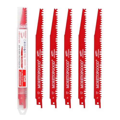 Wood Pruning Reciprocating Saw Blades, 9 Inch Saw Blades for Trees, Wood Cutting (5 Pack/5TPI) - size: 9 Inch---5PCS