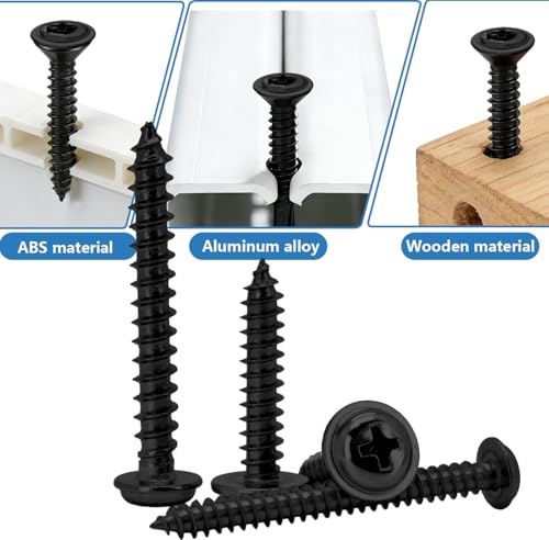 #4# 8#10 Phillips Truss Head Black Wood Screws Assortment Kit 175PCS, Black Zinc Plated Steel, Modified Truss Head, Self Tapping Screws for Wood, Drywall, Plastic (1/2", 3/4", 1", 1-1/2") - size: #4 #8 #10 Kit