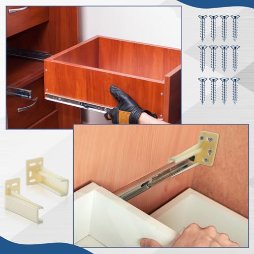 Chunful 2 Pair Rear Drawer Track Socket Back Plates Mounting Brackets,Milky | With Screws for Install, Replacement Socket for Drawer Slide Repair, Left Right Pair for Cabinet Furniture Rear Mounting - color: Milky