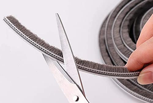 Weather Stripping Door Seal - 5m (16ft) Brush Weather Stripping,Card-Slot Seal Strip Pile Weatherstrip for Door Window (6mm x 8mm (Backing 0.236 x Brush 0.315 Inch) Gray) - size: 6 mm x 8 mm