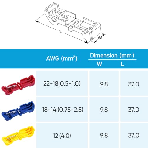 TICONN T Tap Wire Connectors, T Wire Quick Splice Connector, T Connectors for Wiring with Storage Case (Blue 80 Pcs) - style: Blue 80 Pcs