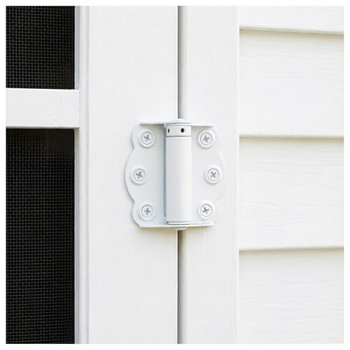 Nuk3y Screen Door Spring Hinge Set, 2-3/4"", Set Includes 2 Self-Closing Hinges & 1 Adjustable Self-Closing Hinge. (White) - color: White