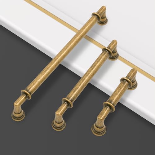 Asidrama 10 Pack 3 Inch(76mm) Brushed Antique Brass Kitchen Cabinet Handles, Cabinet Pulls Kitchen Cabinet Hardware for Cupboard Drawer Pulls 2281 - color: Antique Brass, size: 3" Hole Center