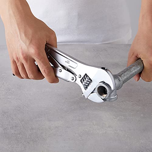 Amazon Basics 10 inch Locking Adjustable Wrench, Precision Machined, Rust Resistant, 2.7 inch x 0.75 inch
