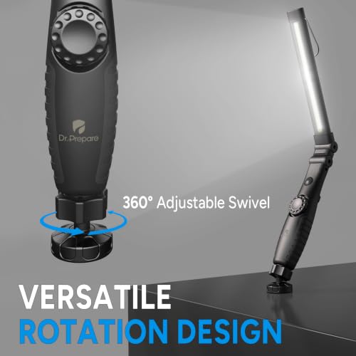 Dr. Prepare LED Work Light, 700 Lumens Foldable Rechargeable Work Light, 3200mAh Cordless Portable Magnetic COB LED Inspection Light for Car Repair, Home, Garage, Emergency - color: Foldable