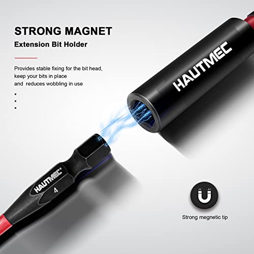 HAUTMEC 2PCS 1/4" Magnetic Impact Drill Bit Holder, CR-V Quick Change Hex Shank Screwdriver Bit Holder Extension with Torsion Zone for Drill & Impact Driver - HT0163 - size: 2-Pack Magnetic Bit Holder