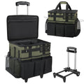 Rolling Cleaning Caddy Bag with Detachable Trolley, Large Cleaning Supplies Organizer with Wheels, Multi-Pocket Cleaning Cart with Adjustable Shoulder Strap for Housekeepers & Home Use, Armygreen - color: Armygreen