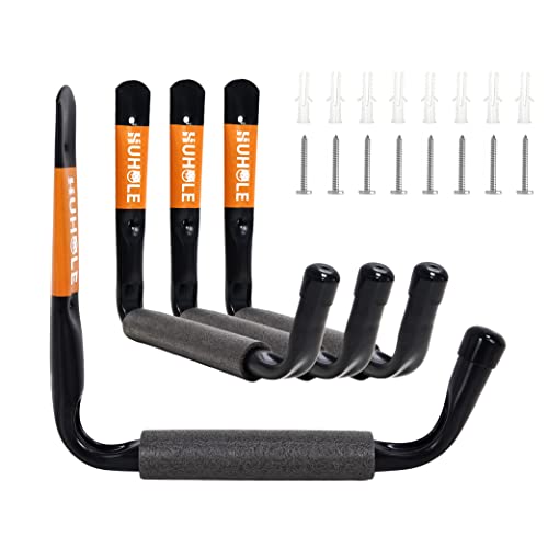 HUHOLE 4 Pack 9.8 Inch Jumbo Garage Storage Hooks - size: 9.8" Ladder Hanger