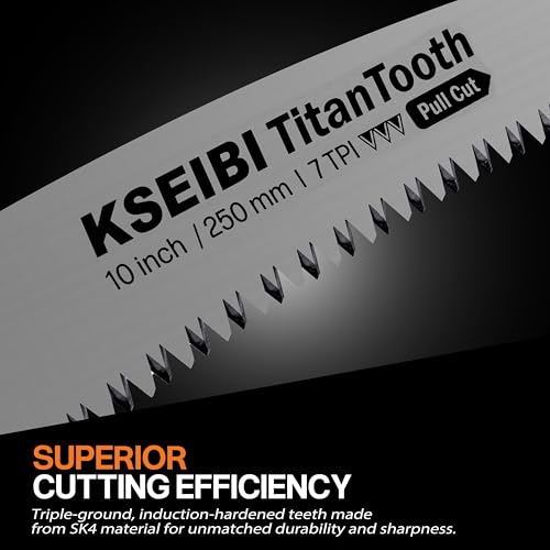 KSEIBI 310950 Folding Hand Saw 10 Inch with SK-4 Steel Blades, Japanese Technology, Ideal for Cutting Soft and Hard Wood (Black Edition)