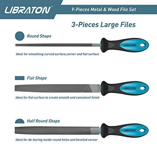 LIBRATON Metal Files 9PCs, File Set for Metal, Needle Files, Files Rasps - style: Metal File-9PCS