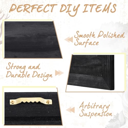 DoubleFill 4 Pcs Washed Blank Wooden Signs, 12 x 12 x 0.6 Inch Blank Signs for Crafts, Rustic Wood Canvas, Wooden Plaque, Wood Planks for Crafting Wall DIY Projects Gift Making (Black) - color: Black