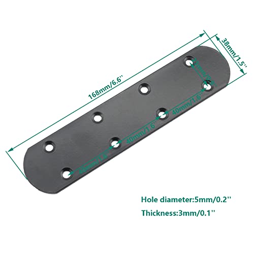4 Pack Flat Mending Plate for Wood, ULIFESTAR Black Iron Flat Straight Brace Brackets Metal Repair Fixing Wood Brace Joining Plates Connector for Repairing Wooden Furniture with Mounting Screws - size: 6.7 x 1.5 x 0.12 inches