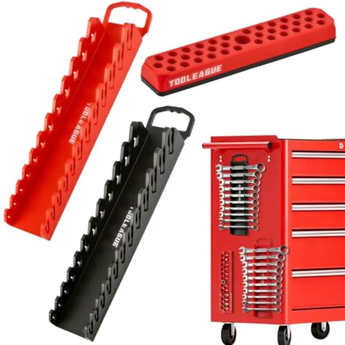 TOOLEAGUE 2Pcs Magnetic Wrench Organizer Set & 1/4" Hex Bit Organizer