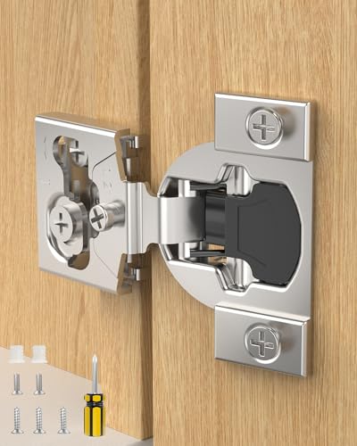 Onemake 80 Pack 1/2" Overlay Face Frame Soft Close Cabinet Hinges, 105° Concealed Hinge, Smooth Slow Self Closing, 3D Adjustable, Hidden Hardware Replacement for Kitchen, Wardrobe, Cupboard Door - size: 1/2"
