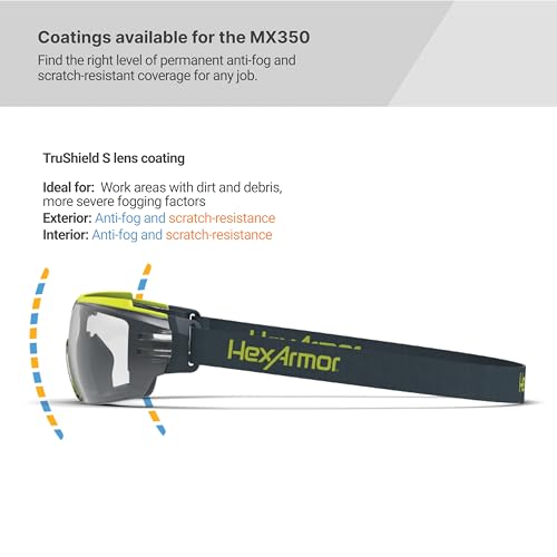 HexArmor MX350 Clear Anti Fog Eyewear with Cloth Strap - color: Clear / Trushields / Cloth Strap