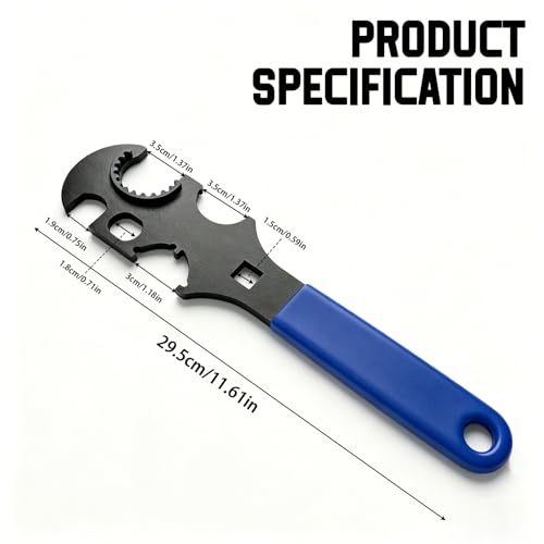 Heavy-Duty Combination Spanner, High Carbon Steel, Precision Inch/MM Scale, Ergonomic Comfort Grip (Blue)
