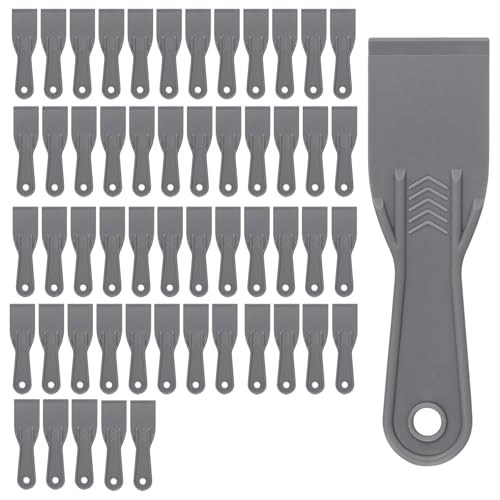 HAKZEON 50 PCS Plastic Putty Knife, 2 Inch Grey Drywall Scraper, Flexible Spreader Spackle Tool for Spackling Patching - color: 50 Pcs Grey, size: 2 Inch