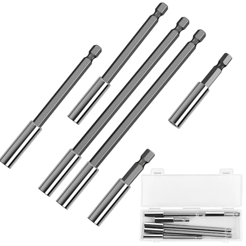 2.4/4/6 Drill Bit Holder with，6Piece Drill Extension Set， | 1/4 Hex Magnetic Bit Holder, Quick-Change CR-V Steel Drill Bit Extender for Screwdriver Bits, Nuts, and Sockets