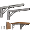 LEOPO 20 Inch Folding Shelf Brackets, 2 Pack Foldable Shelf Supports - color: Silver-Stainless Steel, size: 20 Inch