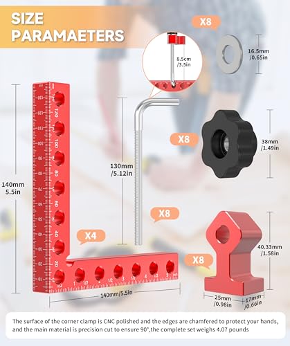 Corner Clamps for Woodworking Tools 4 Set Aluminum 5.5" 90 Degree Clamp