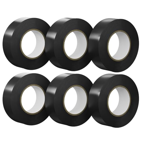 SWRT 6 Pack Black Electrical Tape Waterproof, 0.75 in x 66 FT High Temp Electric Tape Under 600V for All Weather - UV Protection - Flame Retardant - color: Black