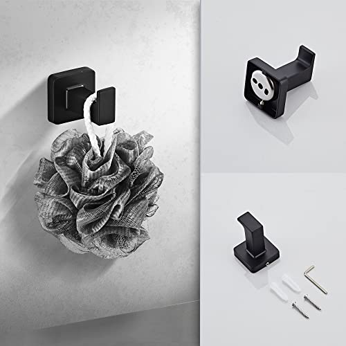 Matte Black Bathroom Hardware Set 4 Pieces,Towel Bar Set Stainless Steel Wall Mounted, Includes 16In Hand Towel Bar, Towel Ring, Robe Towel Hooks,Toilet Paper Holder, Bathroom Towel Rack Set - color: Matte Black-4pcs, size: 16Inch