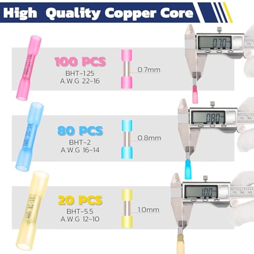 haisstronica 200PCS Heat Shrink Butt Connectors, 22-10 AWG Mixed Sizes - style: Mixing AWG 22-10