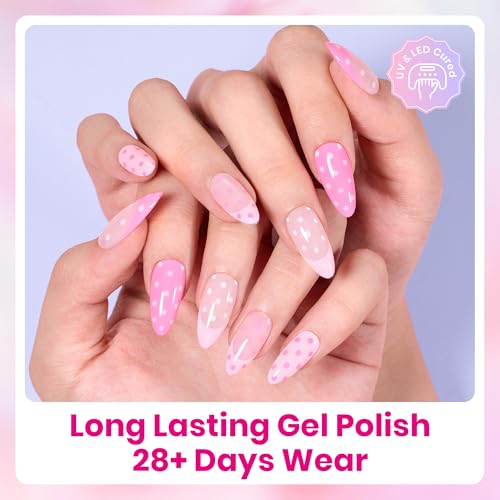 Beetles Pink Gel Nail Polish Set 6 Colors Bright Hot Light Baby Pink - color: D - Pink-06