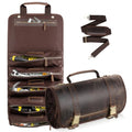 Leather Tool Bag Genuine Leather Tool Roll Bag Rolling Up Tool Bag with 6 Pockets Heavy Duty Roll Up Bag Organizer for Motorcycle Mechanic Electrician Woodworker Hobbyist"
