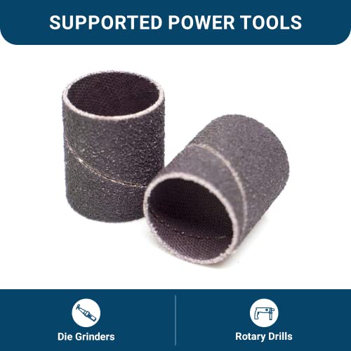 Benchmark Abrasives 3/4” x 1” Aluminum Oxide Abrasive Spiral Bands for Rotary Tools, Drum Sleeves for Sanding Deburring Blending Polishing on Metals Plastic Wood Rubber (10 Pack) - 80 Grit - style: 80 Grit