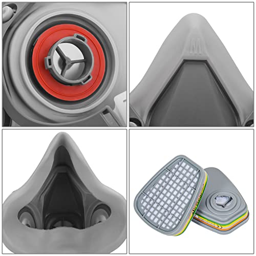 AirGearPro M-500 ABEK1-P2 Reusable Respirator Mask | Anti-Dust mask Ideal for Spray Painting, Sanding, Building work, DIY and more. - style: Abek1 P2