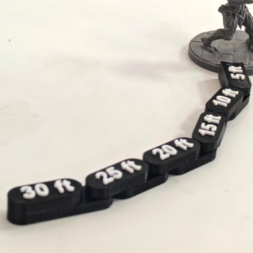 3-Piece Articulated Wargame Range Ruler Set, Flexible Terrain-Hugging Measuring Tool for Tabletop Miniature Games, TTRPG Movement & Line-of-Sight Gauge Accessory (Black)