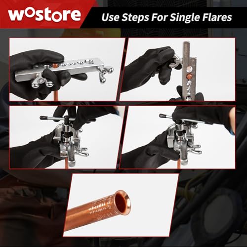 Wostore Single Flaring Kit, 7 Dies 3/16-5/8" for Copper Pipe & HVAC
