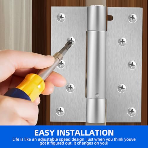 Self Closing Door Hinge, 3 inches,Auto Closing Spring Hinge with Adjustable Tension, Thickened 304 Stainless Steel Heavy Duty Door Hinges,with Mounting Screwdriver Hardware,(3 inches)(2 Pack)