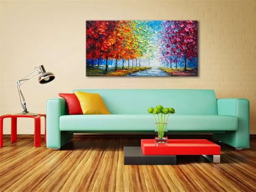 zoinart Colorful Oil Painting on Canvas, Abstract Landscape Wall Art | Texture Painting, Modern Wall Painting, Living Room Deco - color: YH-B203