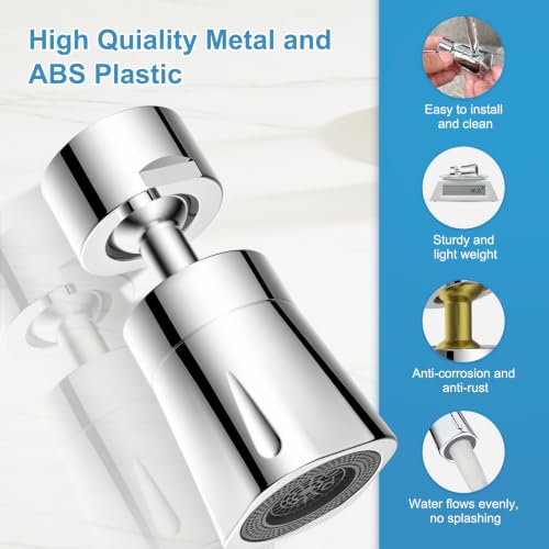 Faucet Aerator 4 Modes, 360° Swivel Faucet Sprayer Head Attachment, Chrome - color: Chrome, style: 2 Swivel Joints