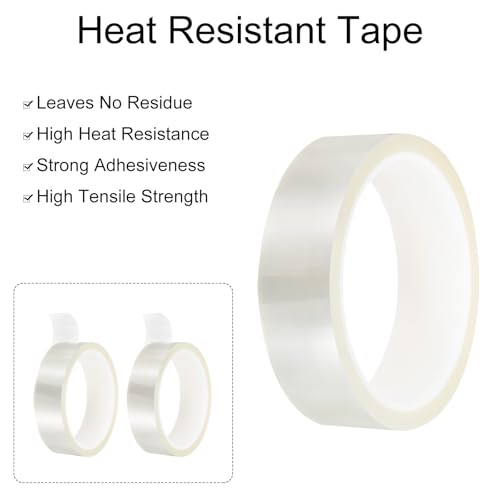 uxcell Clear Heat Tape, 1 Roll 25mmx33m 108ft High Temperature Heat Resistant Tape for Sublimation,Heat Vinyl Press,Heat Transfer, Circuit Board, No Residue - color: Clear, size: 25mmx33m