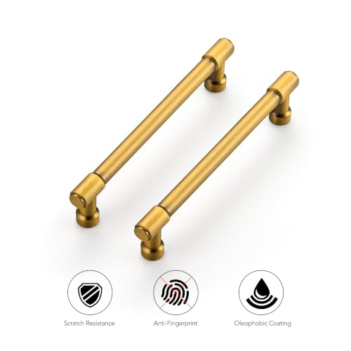 Ravinte Brushed Brass Kitchen Pulls Cabinet Handles 5 Inch 10 Pack - color: Brushed Brass, size: 5 Inches Hole Center