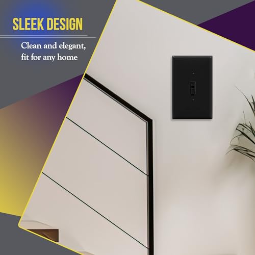 ENERLITES Toggle Light Switch Wall Plate, Gloss Finish, Jumbo Switch Cover, Oversized 1-Gang 5.5" x 3.5", Unbreakable Polycarbonate Thermoplastic, 8811O-BK, Black - color: Black, size: Over-Size