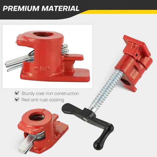6 Pack 1/2" Wood Gluing Pipe Clamp Set, Pipe Clamps for Woodworking - style: 6 Pack, 1/2"