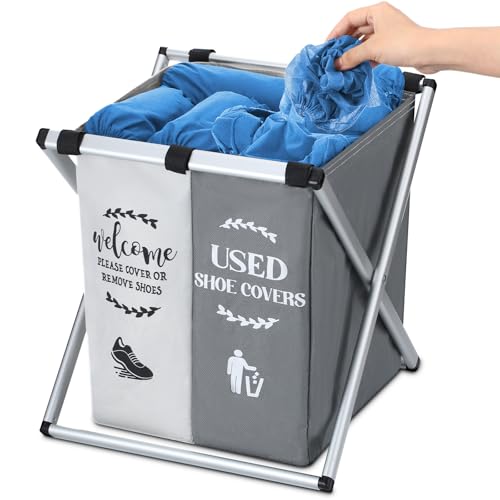 Wonderjune Foldable Disposable Shoe Cover Box Dispenser, Gray, Beige - color: Gray, Beige