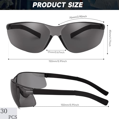 Salfboy 30 Pack Tinted Safety Glasses, Ansi Z87.1 Eye Protection Glasses - color: 118-30 Gray