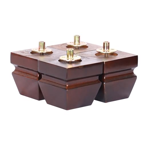 Wood Legs for Furniture 3 inch Heavy Duty Sofa Legs Square Brown Bed Legs Pack of 4, Mid Century Chair Feet, Sofa Replacement Parts, Dresser Leg Sideboard Recliner Couch Riser - color: Brown, size: 3"H*3.15"W