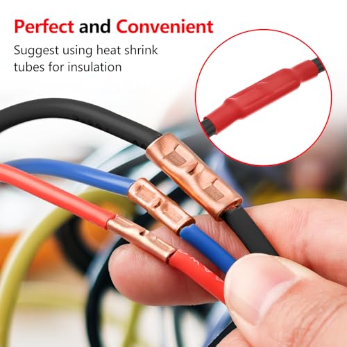 BAALA 150 PCS Non Insulated Butt Connectors Kit Pure Copper, 26-8 Gauge Butt Splice Connector Wire Connectors, Seamless Barrel Crimping Butt Terminals - color: Bare Copper