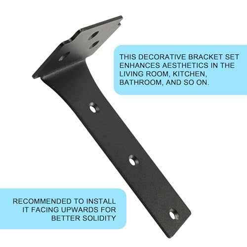 Floating Shelf Brackets,10 Pack Heavy Duty L Brackets for Shelves, 6 Inch Black Stainless Steel Countertop Support Brackets,Wall Mounting for Wood - size: 6 Inch, style: Black 10 Pack