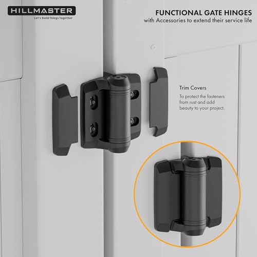 Heavy Duty Self Closing Nylon Gate Hinges for Square-to-Square Vinyl Fence,Pool Gate Hinges with Alignment Legs, No Rust&Adjustable Fence Door Hinges for Outdoor Metal&Vinyl Gates,Wood Gate, 2 Count
