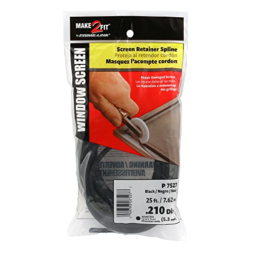 Prime-Line Screen Retainer Spline, 0.210 in., 25 Foot, Black, Round Hollow Core Serrated Vinyl, 1 Roll - size: 0.21