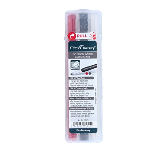 Pica 6095 Marker/Deep Hole Marker Value Box Pen Big Dry, 1 x Refill Water Soluble "Red" and "White" in Practical Cushion Box, Pack of 2 (1 Pack)